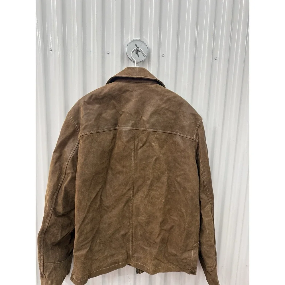 Vintage Luis Alvear Barcelona Genuine Leather Jacket Mens XL Lightweight‎ Brown